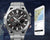 Casio EDIFICE Herrenarmbanduhr mit silberfarbenem Metallband und schwarzem Zifferblatt