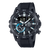 Casio Edifice Herrenuhr, Sportarmband in Schwarz, schwarze Lünette mit Leuchtmarken und Bluetooth-Text