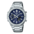 Edifice Herrenuhr blaues Zifferblatt mit sichtbaren Zeigern und Metallarmband