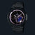 Casio Edifice Herrenuhr mit schwarzem Armband und Gehäuse, violette Akzente am Zifferblatt