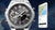 Casio Edifice Herrenuhr Vorderansicht: silbernes Edelstahlarmband, schwarzes Zifferblatt mit Subdial