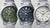 Drei Casio Edifice Herrenarmbanduhren mit grünem, blauem und weißem Zifferblatt