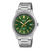 Casio Edifice Herrenuhr mit grünem Zifferblatt, goldfarbenen Zeigern und silbernem Metallarmband