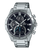 Chronograph-Herrenuhr mit Edelstahlband, schwarzem Zifferblatt und Datumsfenster bei 5