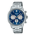 Casio Edifice Chronograph Herrenarmbanduhr mit blauem Rundzifferblatt und Edelstahlgehäuse