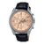 Casio Edifice Herren-Chronograph mit Edelstahlgehäuse, Roségold-Zifferblatt und Lederarmband