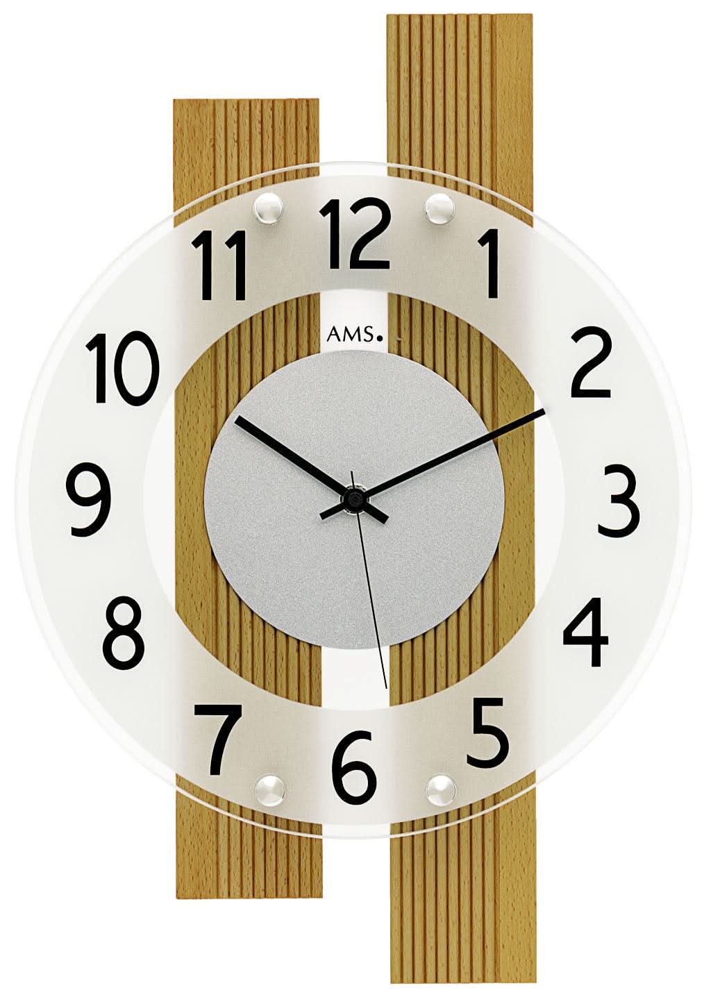 AMS Wall Clock 41x28x5 cm Wood • Modern Design • Precise Radio-Controlled Movement