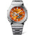 Casio G-Shock Herrenuhr, silbernes Metallgehäuse, orange Zifferblatt mit Digitalanzeige