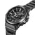 Casio G-SHOCK G-STEEL Herrenuhr in 3/4-Ansicht, schwarzes Armband und Lünette