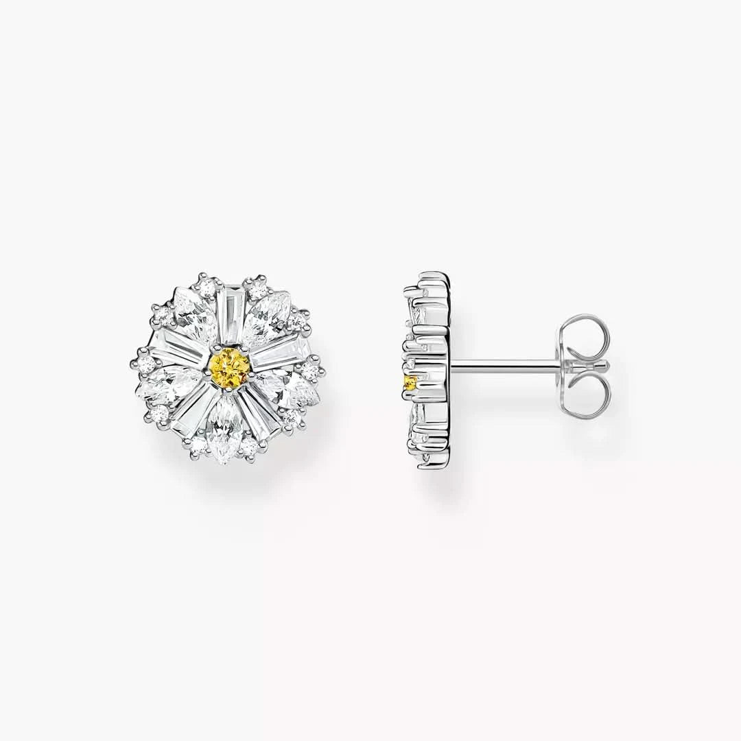 Ear studs Flower Lovely Daisy large Silver