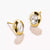 Oval Stud Earrings with Zirconia Stones 18k Gold Plating