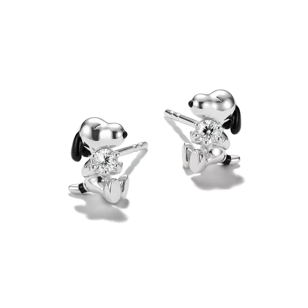 Thomas Sabo H2348-691-14 Earrings • Snoopy Stud Earrings • 925 Sterling Silver with White Zirconia
