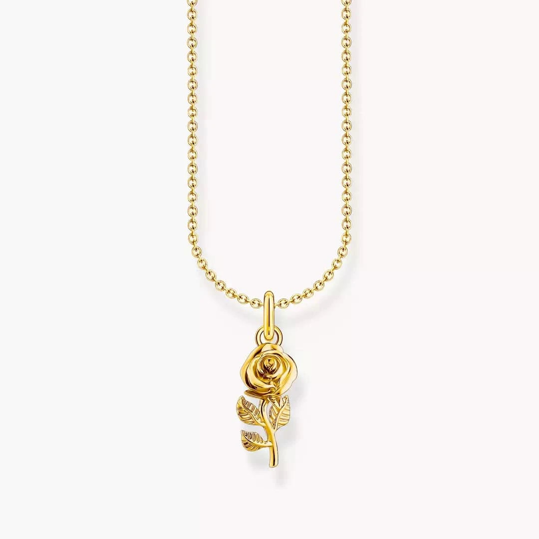 Gold-plated necklace with rose pendant
