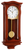 Braune Holz-Wanduhr mit rundem Zifferblatt, Pendel und goldenem Gewichts-Anhänger
