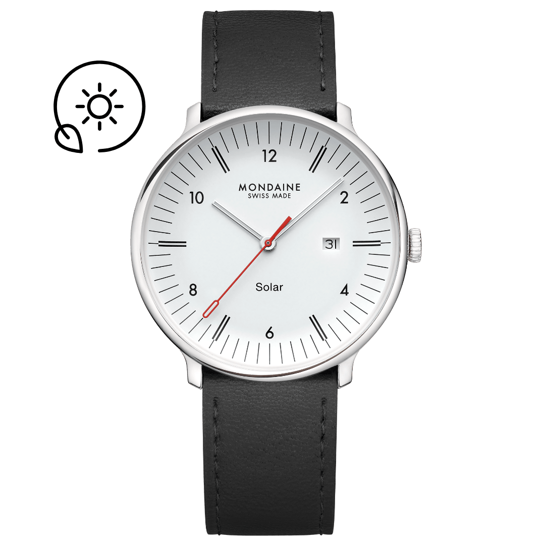 Mondaine Doppio Solar MLE.41910.LBV Herrenuhr Schwarz • Saphirglas • Solaruhrwerk