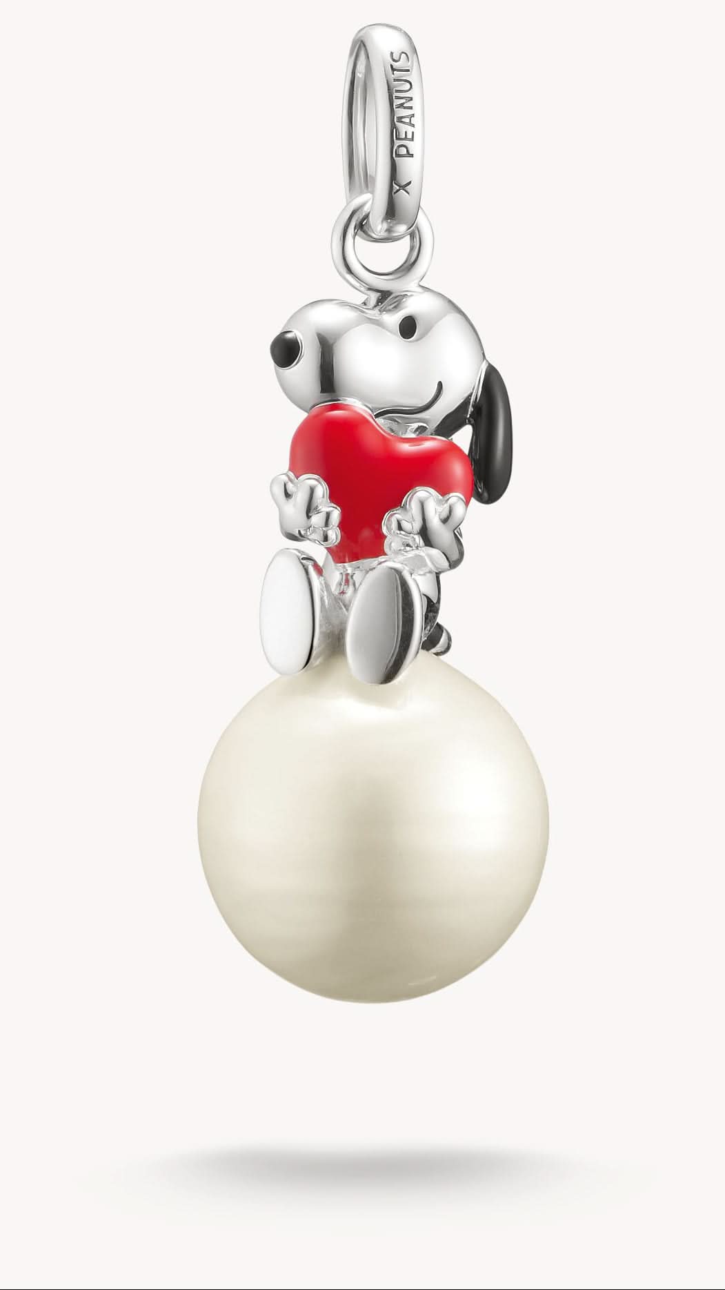 Snoopy PEANUTS Charm with Heart on Snowball made from recycled 925 Sterling Silver