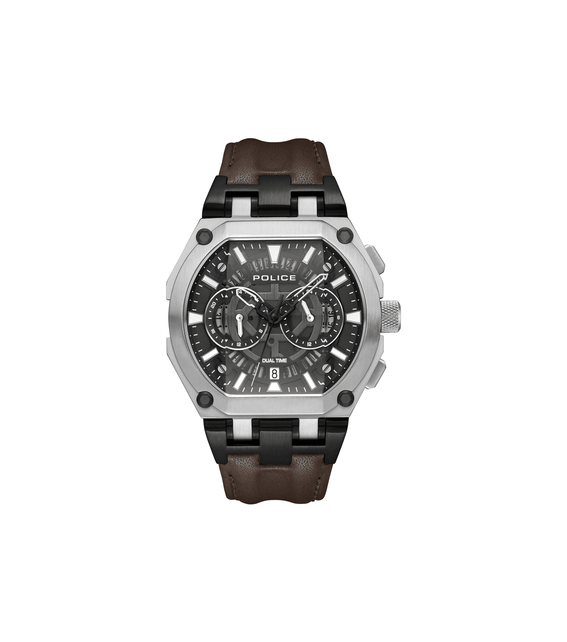 Police Shield PEWGF0054403 Herrenuhr Braun • Multifunktionswerk • Verschraubtes Gehäuse