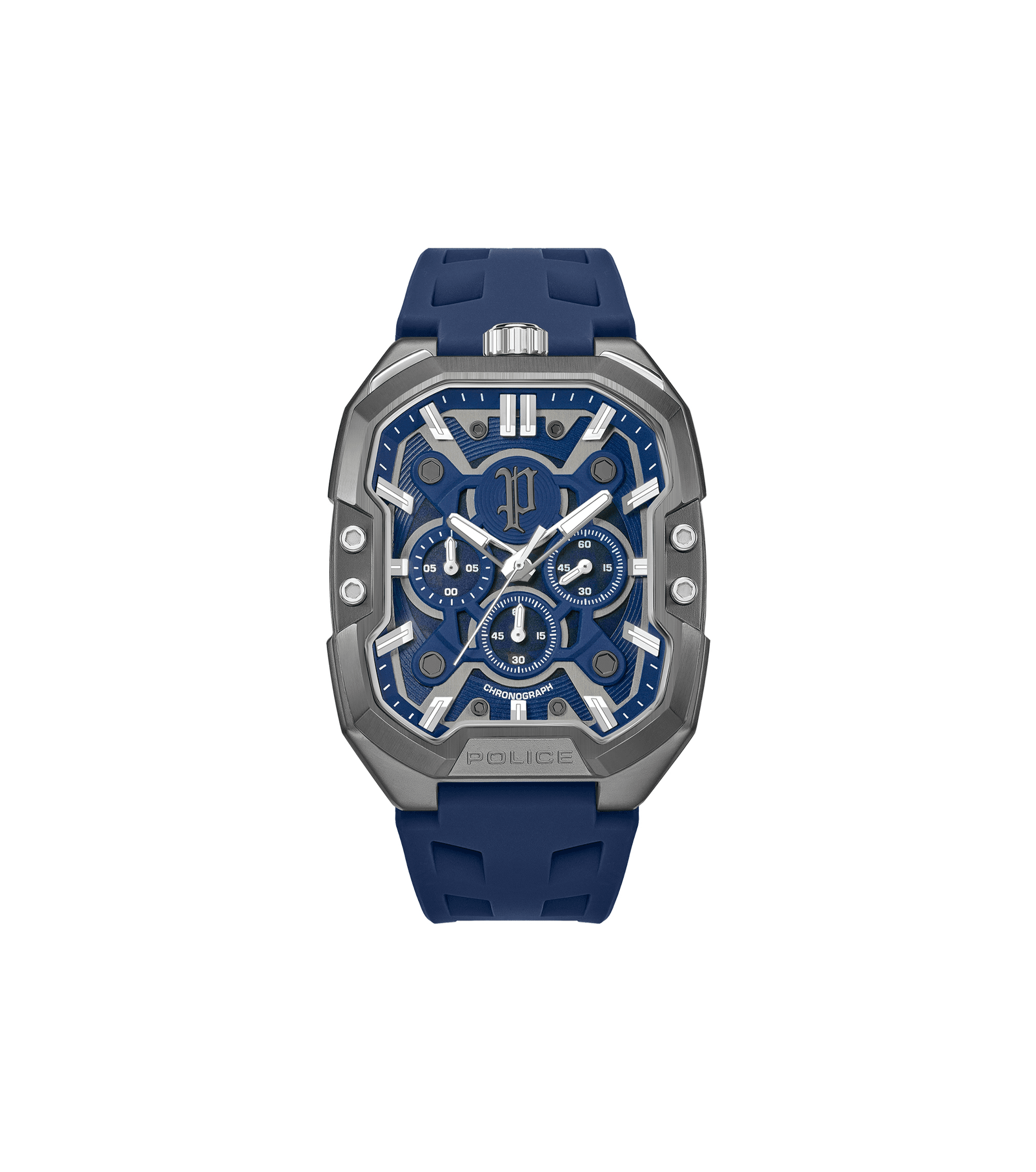 Police Bullhead PEWGO0092205 Herrenuhr Blau • Mineralglaskuppel • Multifunktionswerk