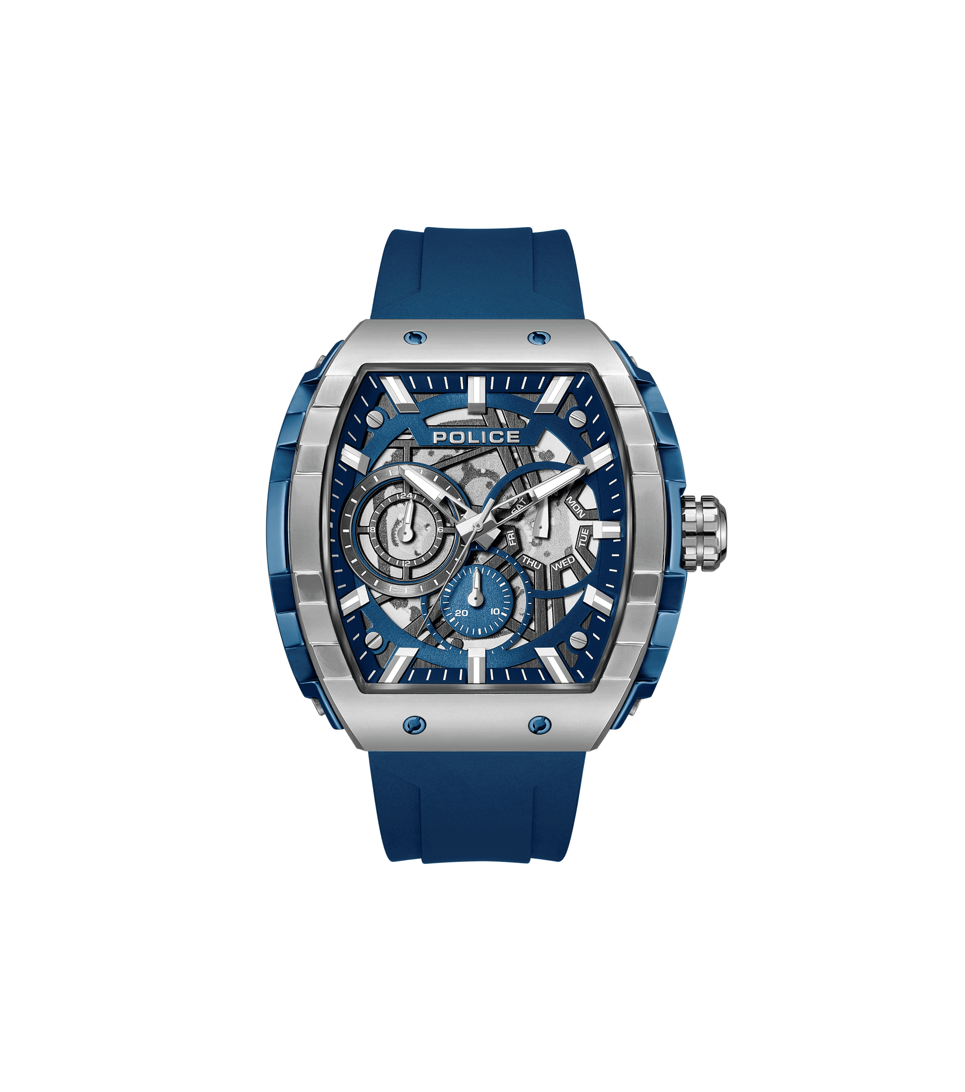 Police Flash PEWGQ0063002 Herrenuhr Blau • Multifunktions-Display • Industrielles Design
