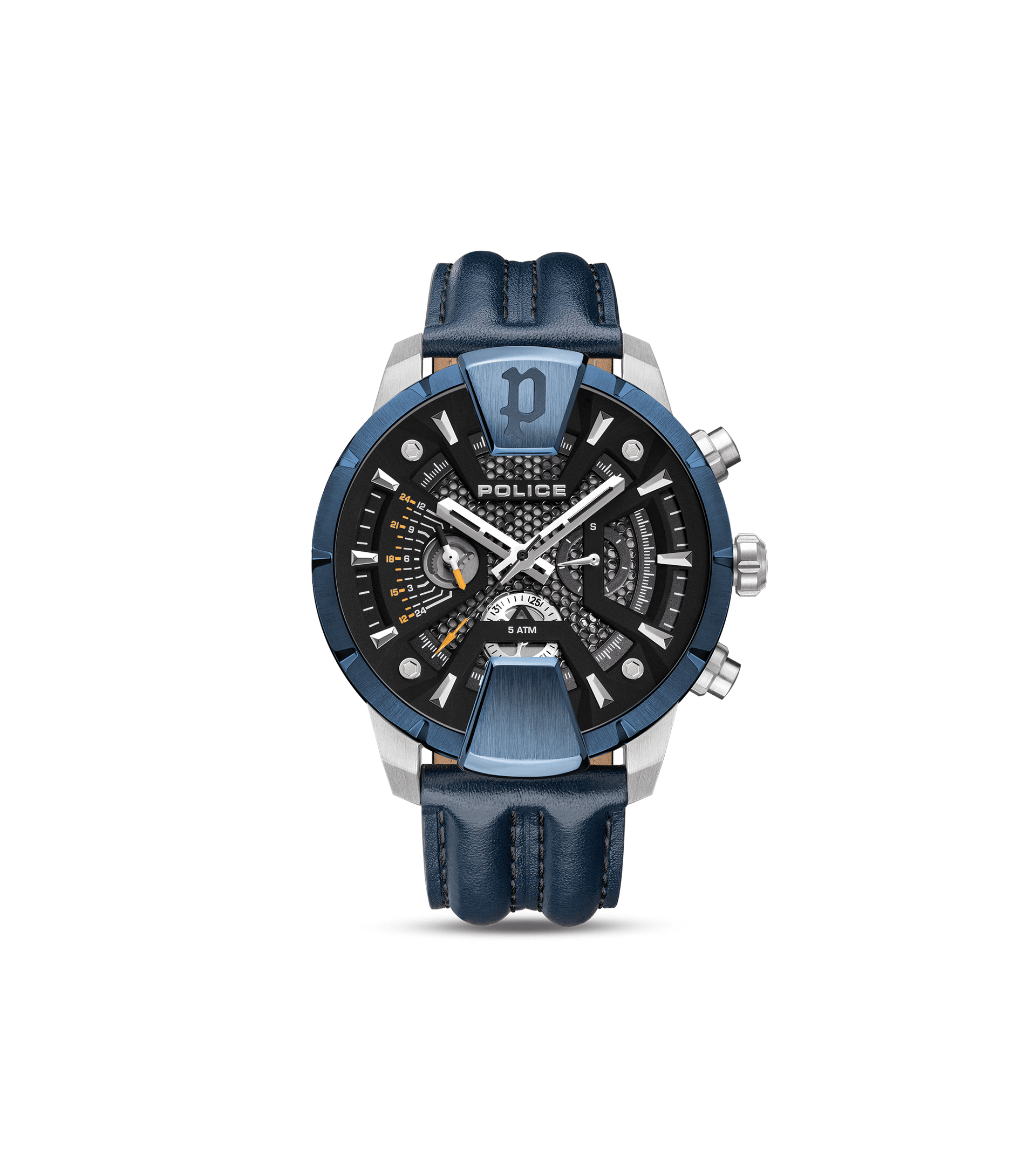 Police Huntley PEWJF2203709 Herrenuhr Blau • Multifunktion • 5 ATM Wasserdicht