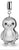 BERING Polar Penguin Charm Pendant in Stainless Steel with Zirconia – Sparkling Lucky Charm