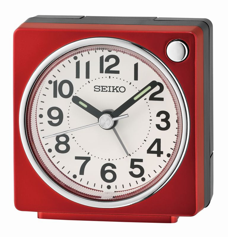 Seiko QHE196R Alarm Clock Red • Silent Sweep Second Hand • Snooze Function