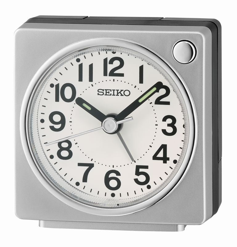 Seiko QHE196S Alarm Clock Silver • Silent Sweep Movement • Lumibrite Hands