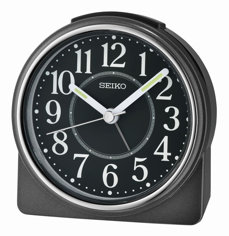 Seiko QHE198K Alarm Clock Black • Silent Sweep Movement • Lumibrite Hands