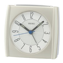 Seiko QHE205W Alarm Clock Pearl White • Silent Sweep Movement • Snooze & Light Function