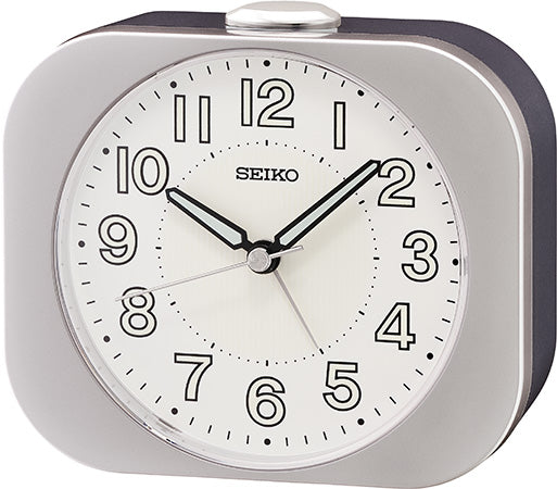 Seiko QHE206S Alarm Clock Silver • Silent Sweep Movement • Lumibrite Luminous Hands