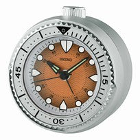 Seiko QHE207T Table Clock Silver • Silent Sweep Second Hand • Rotating Bezel