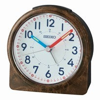 Seiko QHE210Z Table Clock Brown • Sweep Second Hand • Snooze Function