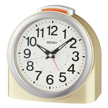 Seiko QHE211G Alarm Clock Gold-Tone • Arabic Dial • Light & Snooze Function