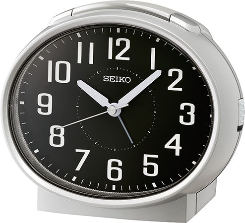 Seiko Timeless QHK059A Alarm Clock Silver • Silent Sweep Movement • Bell Alarm with Snooze