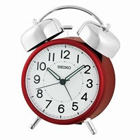 Seiko Alarm Metallic QHK063R Alarm Clock Red • Silent Sweep Movement • LumiBrite Luminous Hands