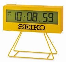 Seiko QHL083Y LCD Watch Yellow • Stopwatch & Timer • Snooze Function