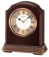 Seiko QXE018B Table Clock Brown • Wooden Case with Alarm Function • Roman Numerals
