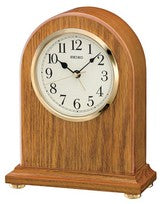 Seiko QXE031B Table Clock Brown • Oak Wood Case • Alarm Function
