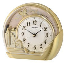 Seiko Garland QXN232G Mantel Clock Gold • Silent Sweep Movement • Rotating Pendulum