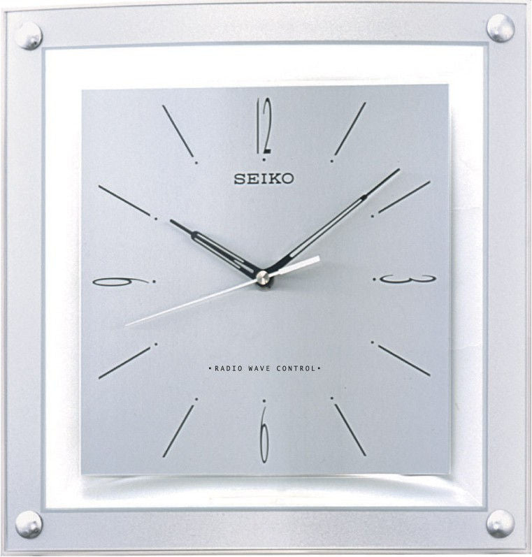 Seiko QXR205S Wall Clock White • Radio-Controlled • Square Plastic Case