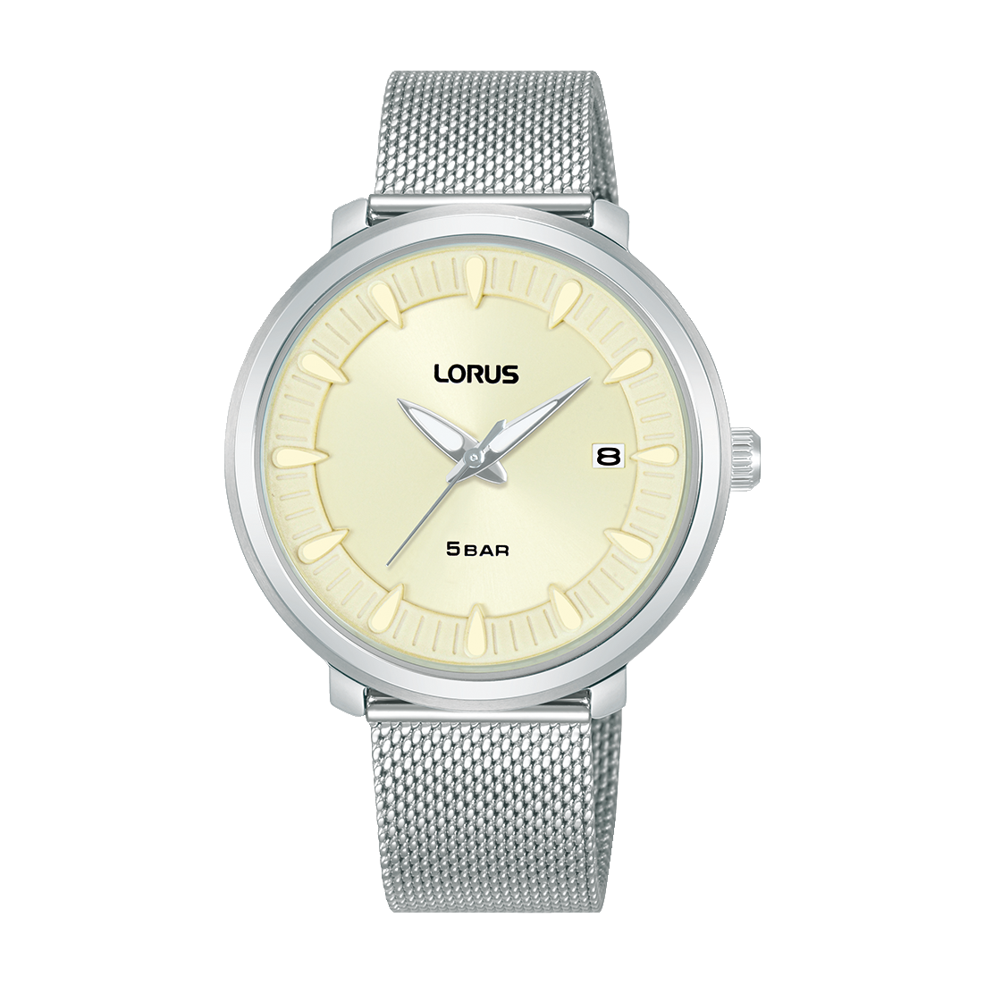Lorus RG809DX9 Damenuhr Creme • Mineralglas • Edelstahl-Mesharmband