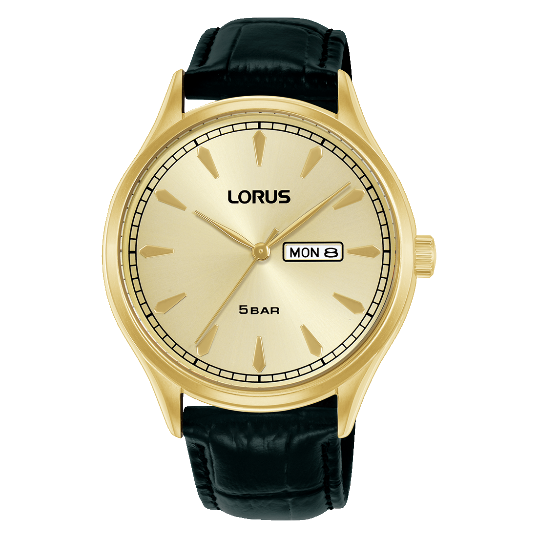 Lorus Classic RH328BX9 Herren Armbanduhr • Mineralglas • Schwarzes Lederband