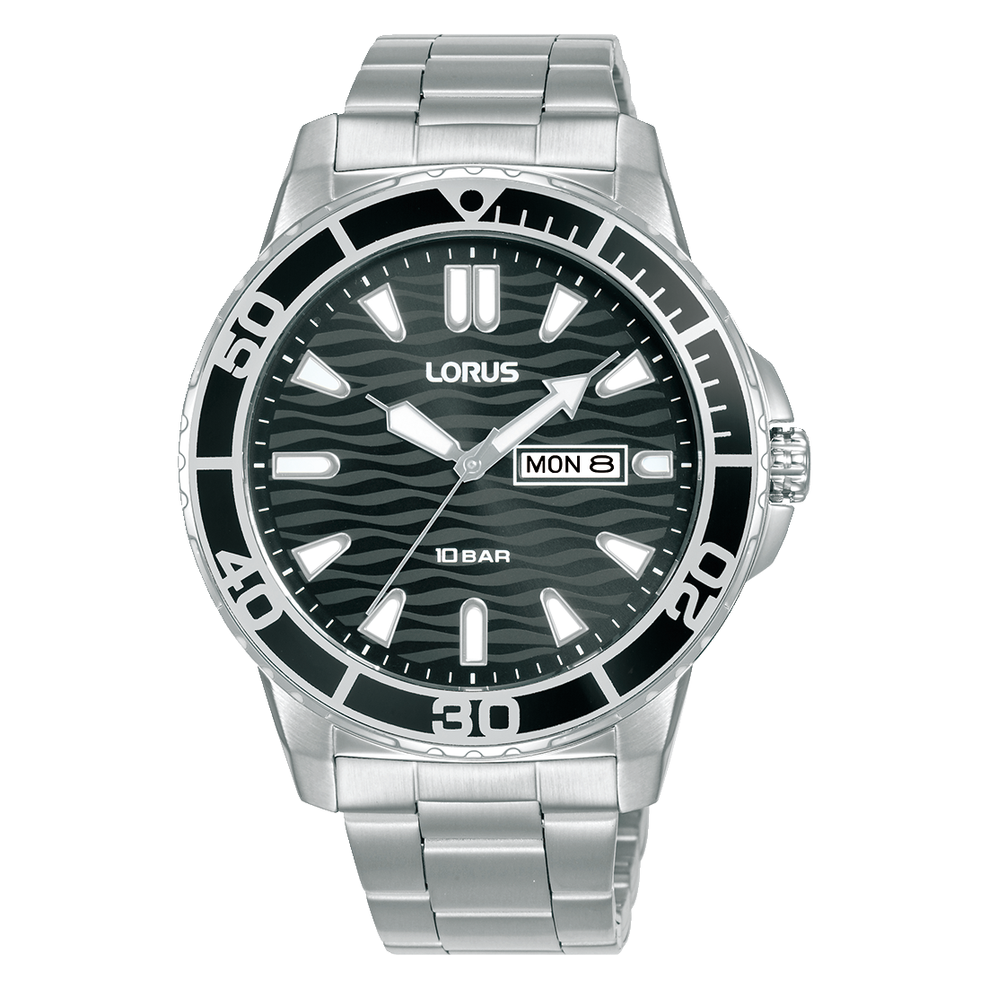 Lorus Sports RH355AX9 Herrenuhr Schwarz • Mineralglas • Datum & Wochentag