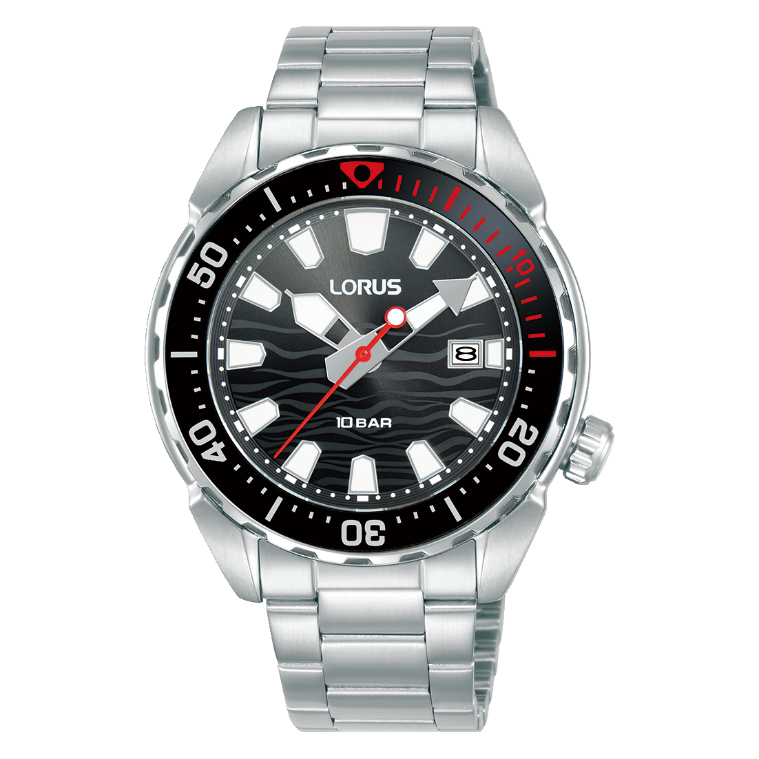 Lorus Sports RH945RX9 Herrenuhr Schwarz • Mineralglas • Drehbare Lünette