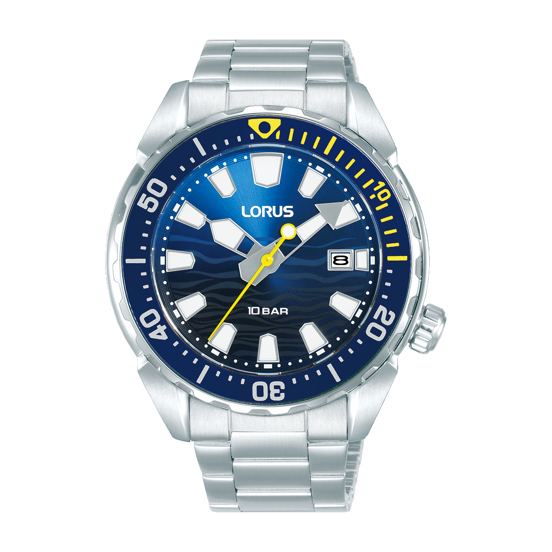 Lorus Sports RH947RX9 Herrenuhr Blau • Mineralglas • Drehbare Lünette