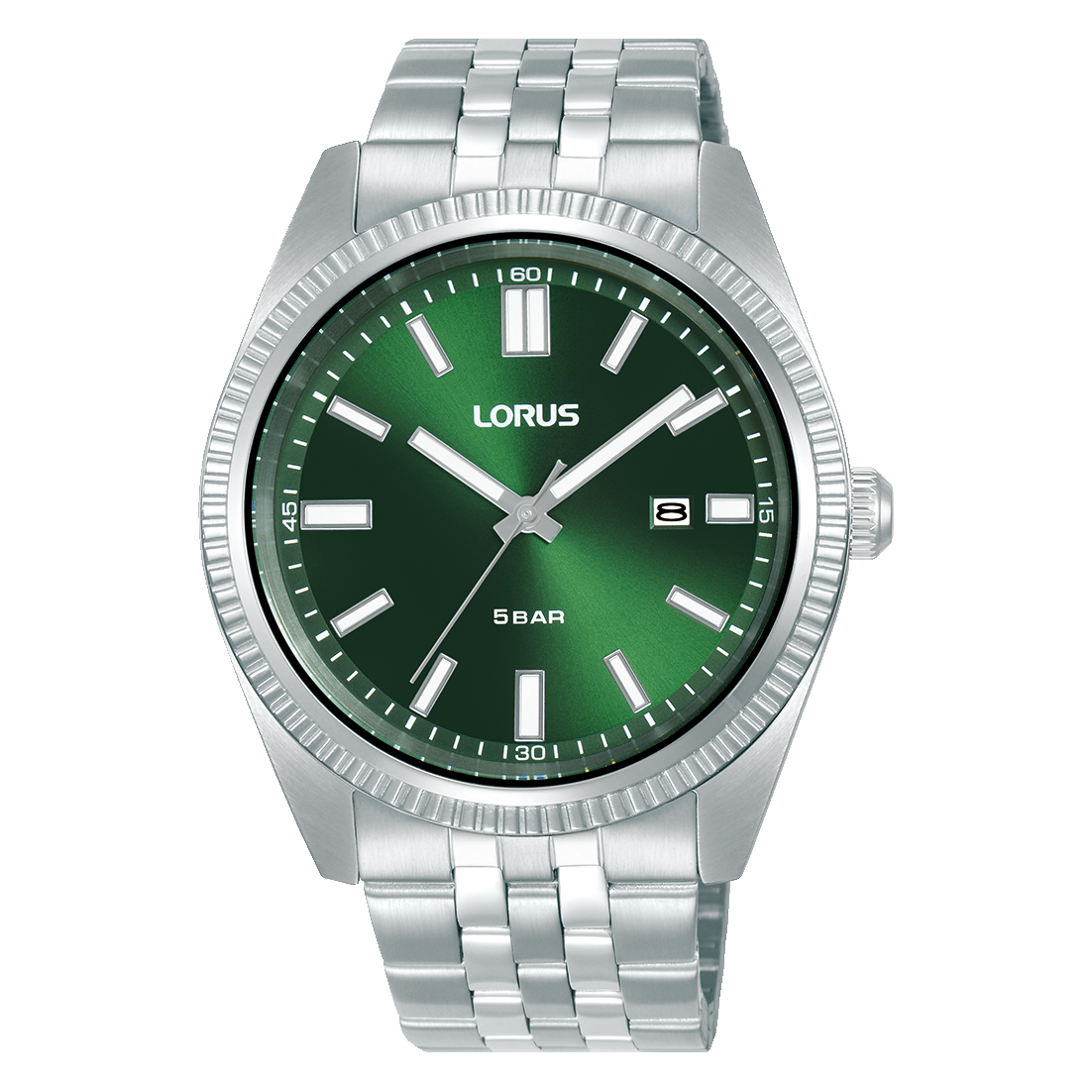 Lorus Classic RH967QX9 Herren Armbanduhr • Dunkelgrünes Zifferblatt • Edelstahlarmband