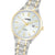 Herren-Armbanduhr mit weißem Zifferblatt, goldenen Zeigern/Markern und Edelstahlband