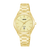 Goldfarbene Damenarmbanduhr mit rundem Zifferblatt, Datumsanzeige und Saphirglas