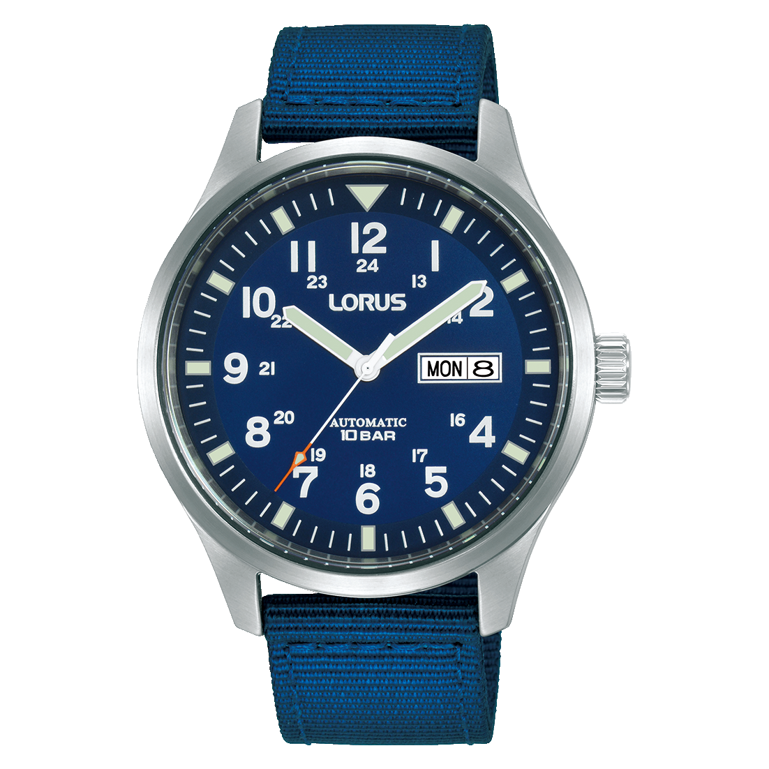 Lorus Sports RL409BX9 Herren Automatik Armbanduhr • Mineralglas • Dunkelblaues Nylonband