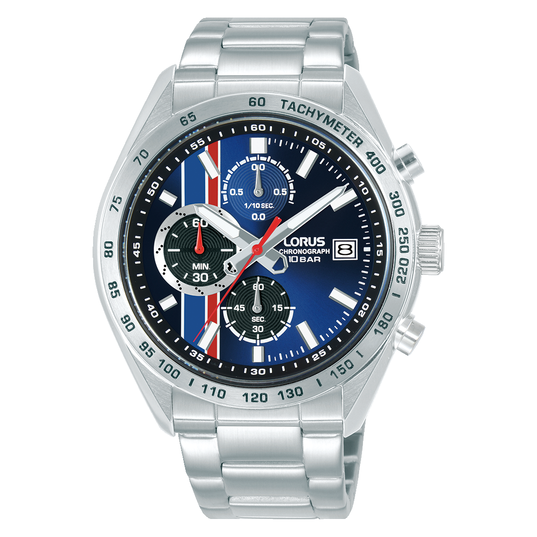 Lorus Sports RM393JX9 Herrenuhr Chronograph Dunkelblau • Mineralglas • Edelstahlarmband